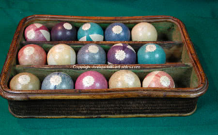 Antique Burt Clay Numbered Pool Ball Set