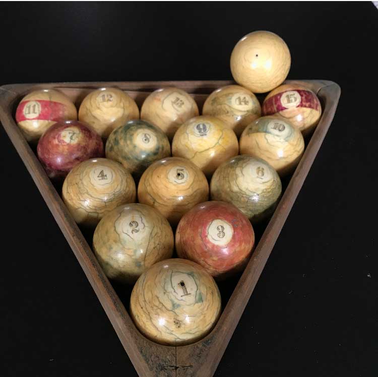 Rustic Pool Balls Antique Brunswick Zanzibar Ivory Pool Ball Set c1880's