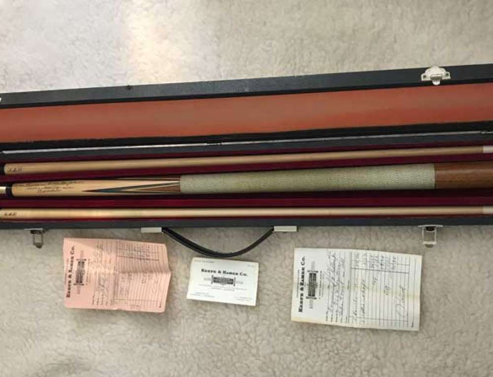 Antique Herman Rambow Signed Pool Cue
