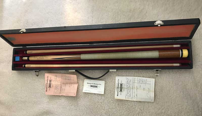 Herman Rambow Pool Cue With Original Receipts