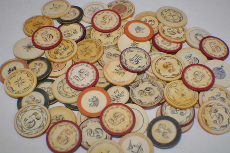 Antique Ivory Poker Chips Old West Saloon c1880s
