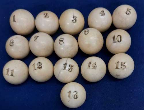 Antique Brunswick Balke Collender Co Ivory Tally Ball Set c1880’s.
