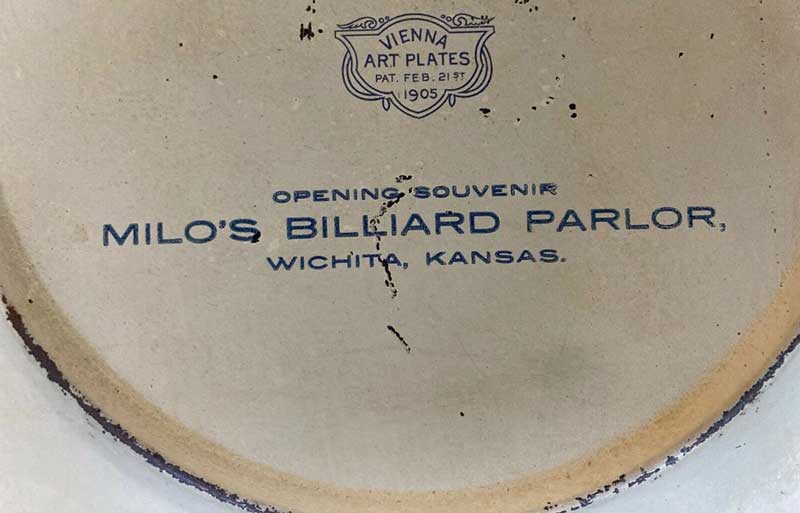 Antique Souvenir Tin Plate From Milo's Billiard Parlor c1905