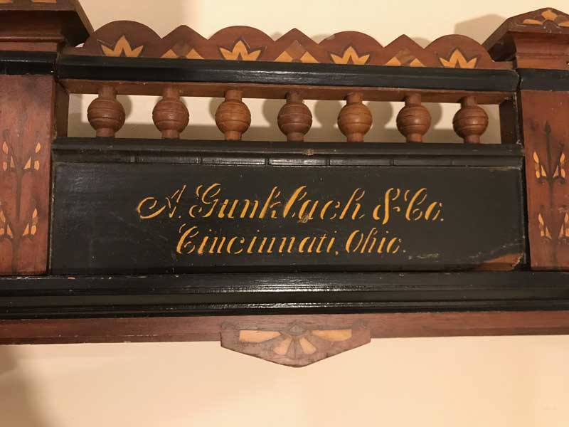 Antique A Gunkcach & Company Cincinnati Ohio Exposition Novelty Marquetry Pool Cue Rack c1870's