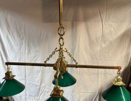 Antique Stickley Style Bronze Billiard Chandelier