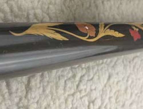 Antique Austria Marquetry Cue With Leather Case