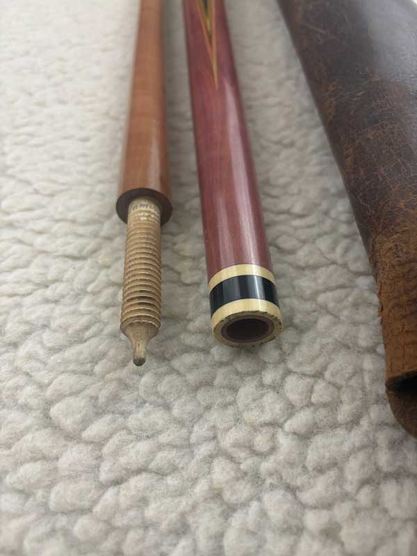 Antique Austria Marquetry Cue With Original Leather Case