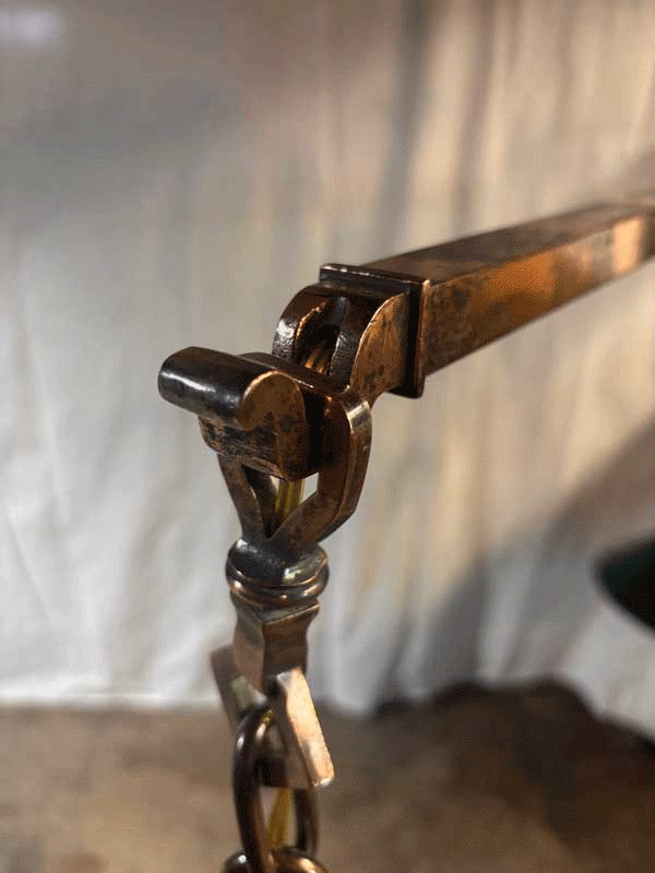 Antique Copper Two Arm Billiard Chandelier
