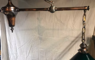 Antique Copper Two Arm Billiard Light c1900