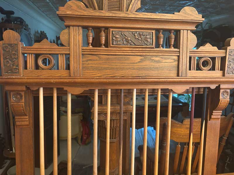 Antique Brunswick Carved Manhattan Cue Rack c1890s